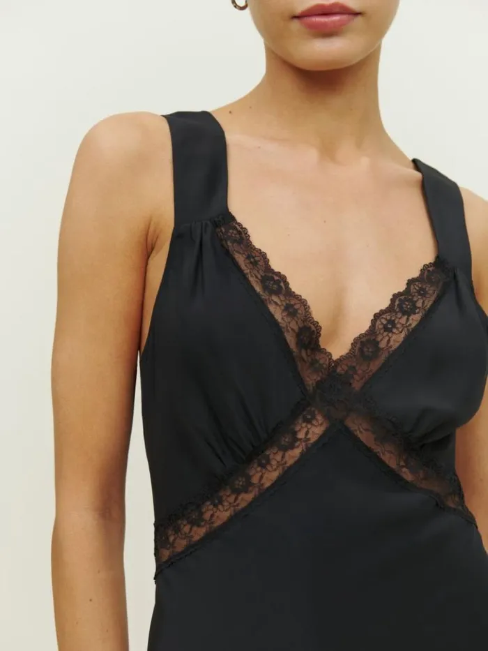 Clothing The Reformation Provence Silk Dress Black