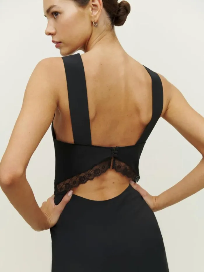 Clothing The Reformation Provence Silk Dress Black