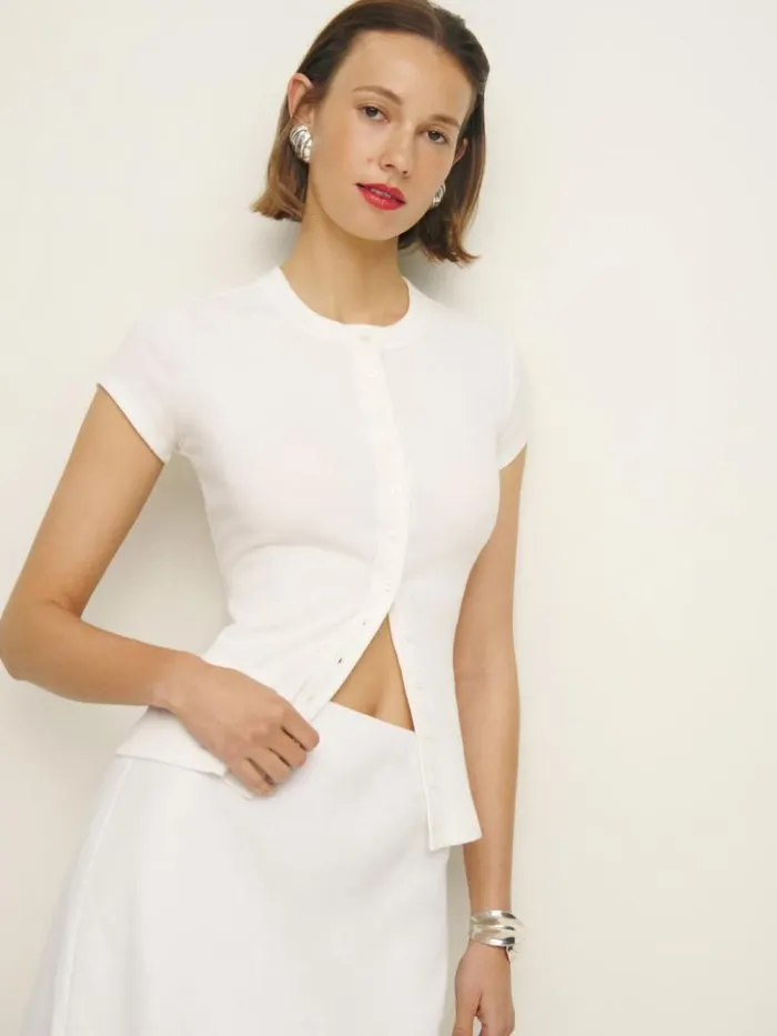 Clothing The Reformation Raelynn Knit Top Bleach