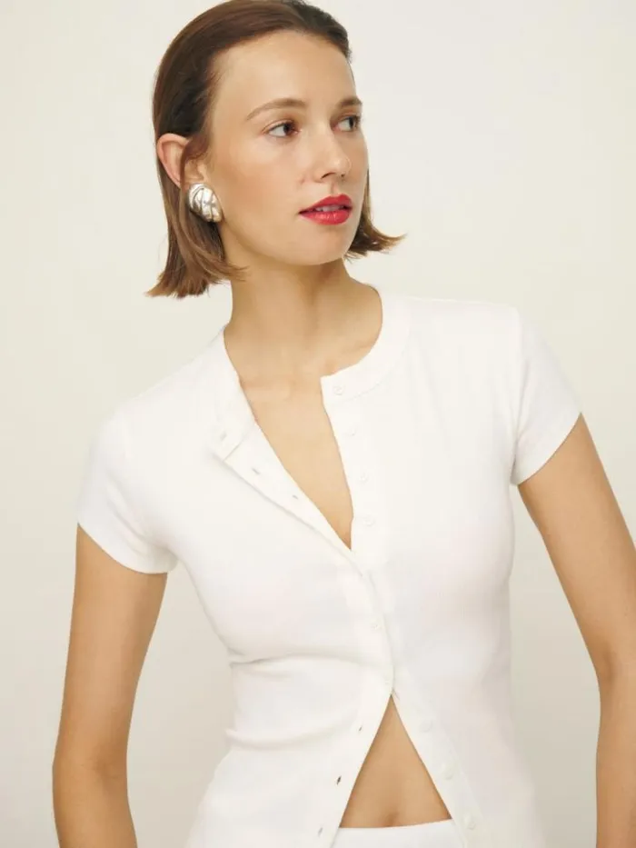 Clothing The Reformation Raelynn Knit Top Bleach