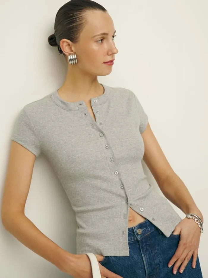 Clothing The Reformation Raelynn Knit Top Heather Grey