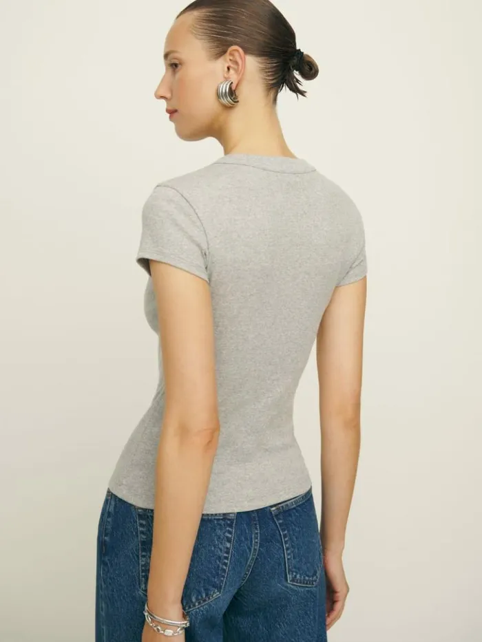 Clothing The Reformation Raelynn Knit Top Heather Grey