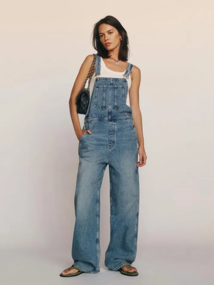 Clothing The Reformation River Relaxed Denim Overalls Galway