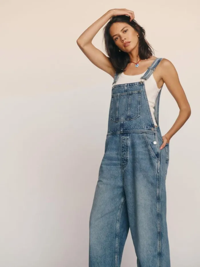 Clothing The Reformation River Relaxed Denim Overalls Galway