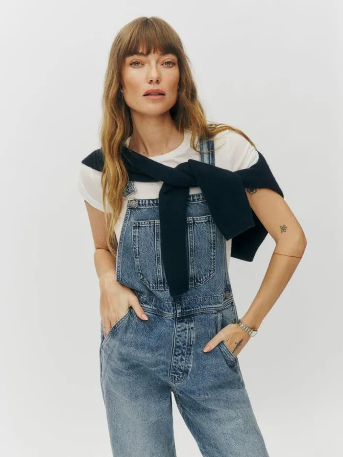 Clothing The Reformation River Relaxed Denim Overalls Galway