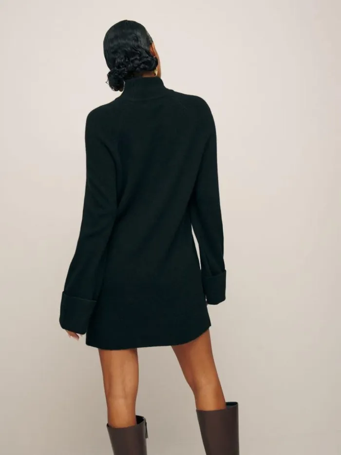 Clothing The Reformation Tate Regenerative Wool Sweater Dress Black