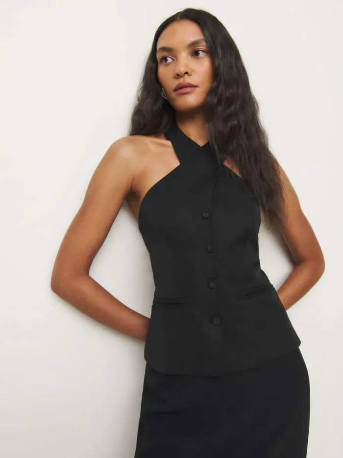 Clothing The Reformation Tate Top Black