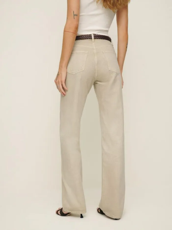 Clothing The Reformation Val 90s Mid Rise Straight Jeans Vintage Oatmeal