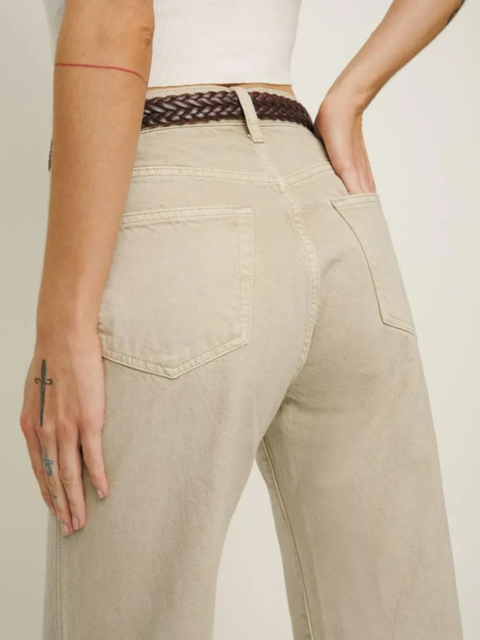 Clothing The Reformation Val 90s Mid Rise Straight Jeans Vintage Oatmeal
