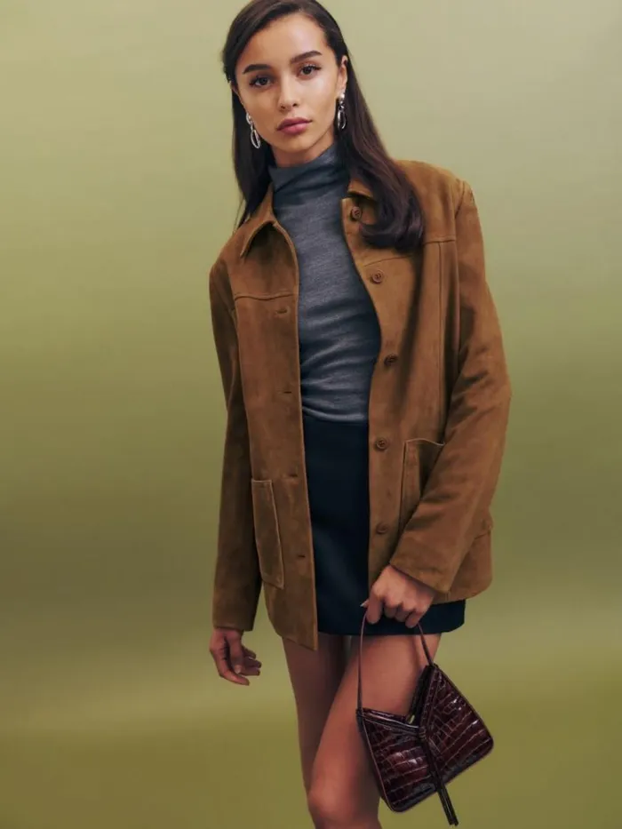 Clothing The Reformation Veda Lincoln Suede Shirt Jacket Topanga Canyon