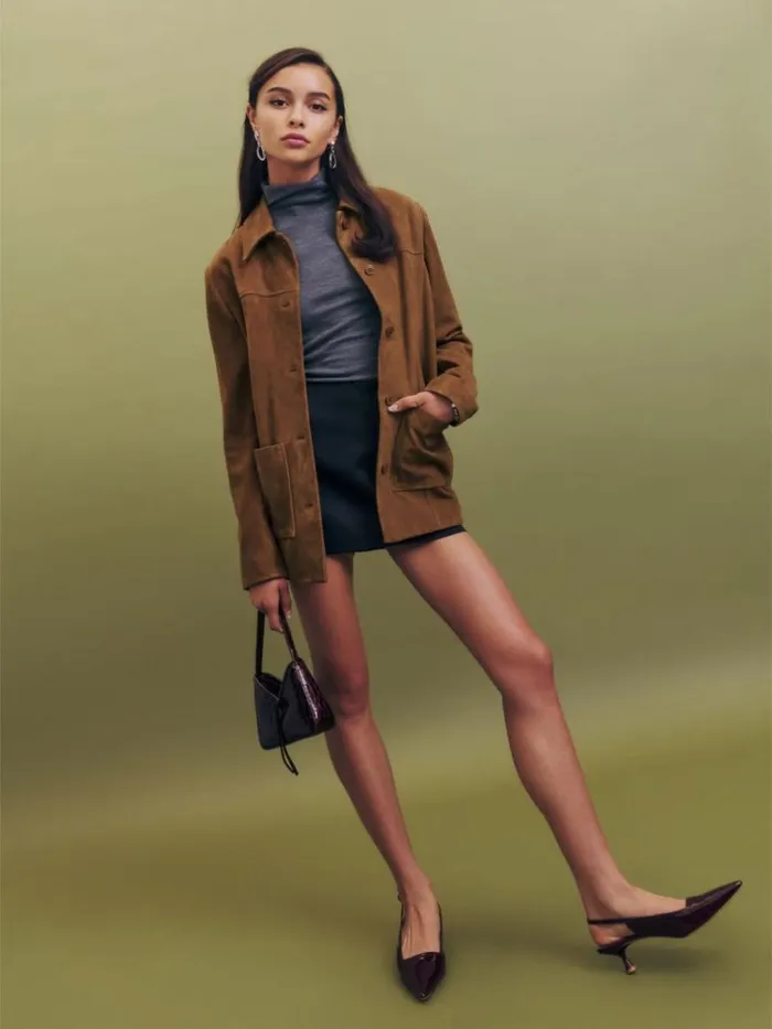 Clothing The Reformation Veda Lincoln Suede Shirt Jacket Topanga Canyon