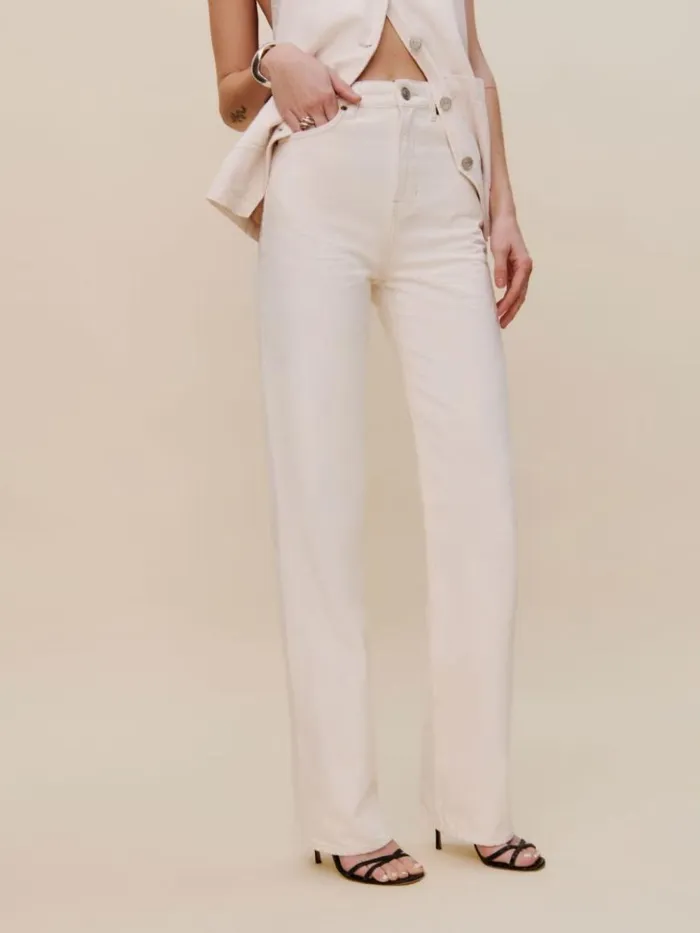 Clothing The Reformation Wilder High Rise Wide Leg Jeans Fior Di Latte