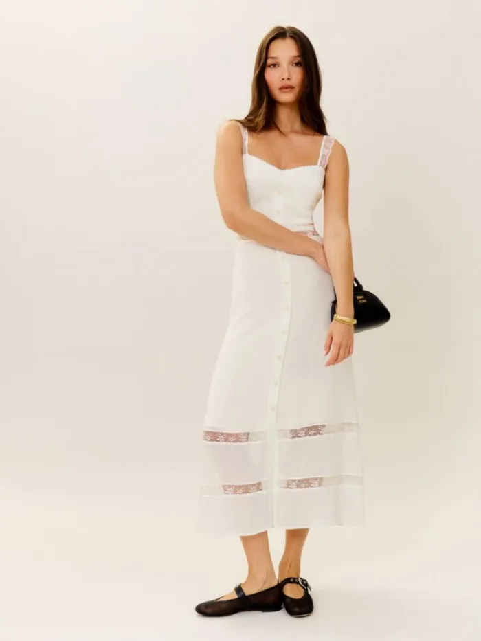 Clothing The Reformation Wynton Dress Ivory