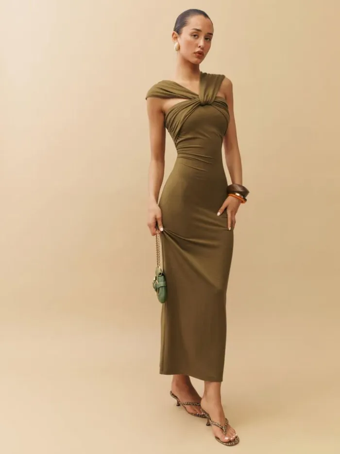Clothing The Reformation Xena Knit Dress Bronze