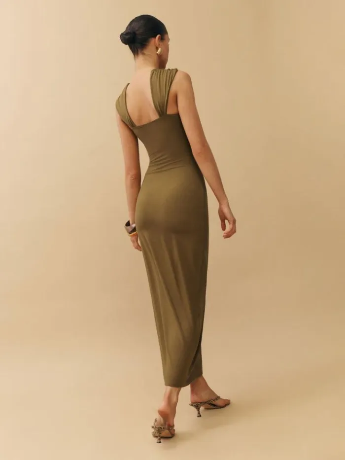 Clothing The Reformation Xena Knit Dress Bronze