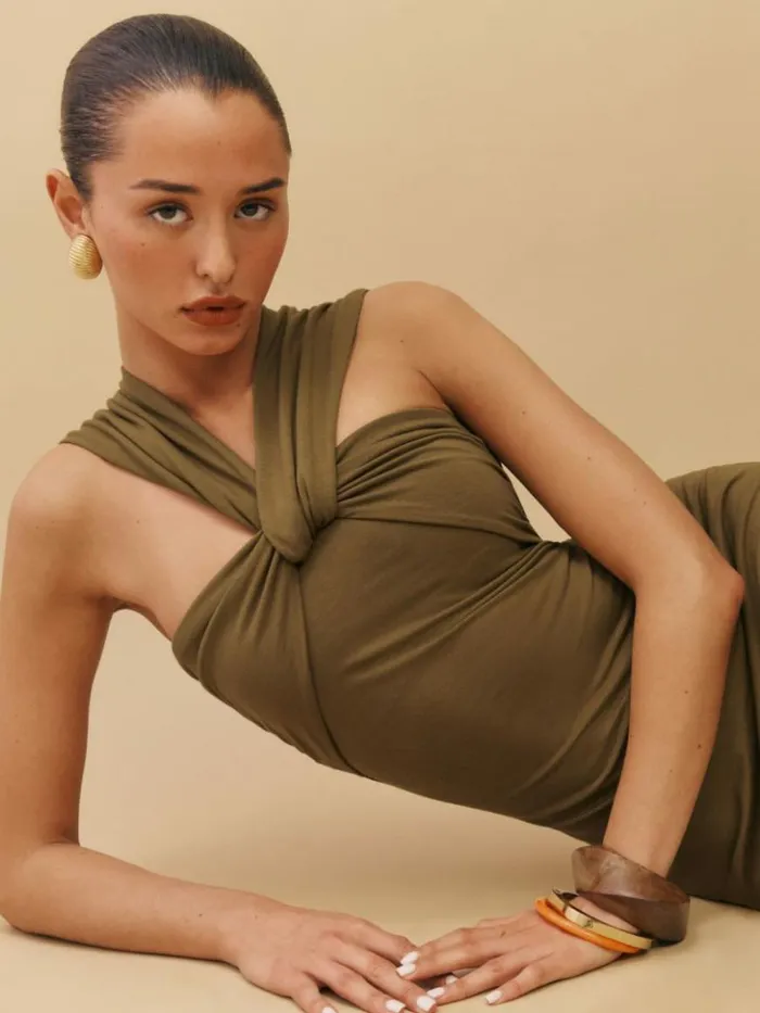 Clothing The Reformation Xena Knit Dress Bronze
