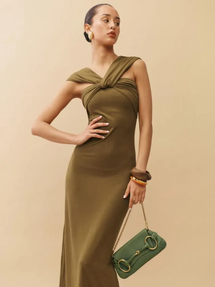 Clothing The Reformation Xena Knit Dress Bronze