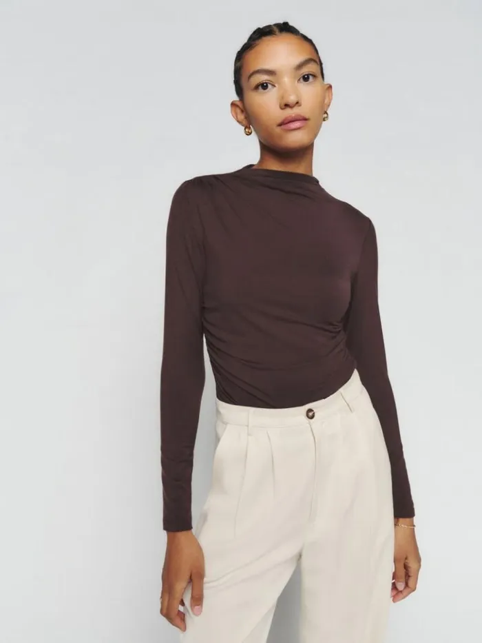 Clothing The Reformation Zylah Knit Top Mole