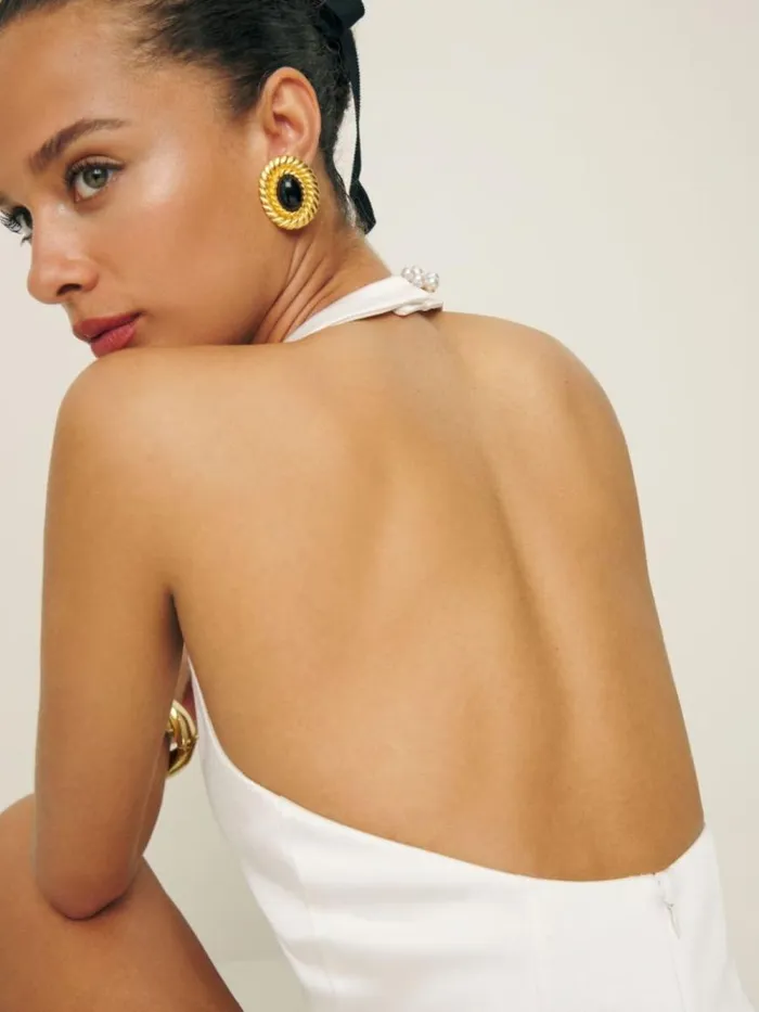 ClothingWeddings The Reformation Anakin Satin Dress Ivory