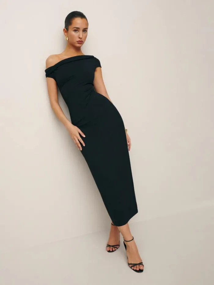 ClothingWeddings The Reformation Jamen Knit Dress Black