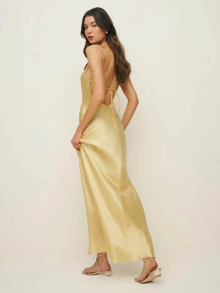 ClothingWeddings The Reformation Jeany Silk Dress Sunshine