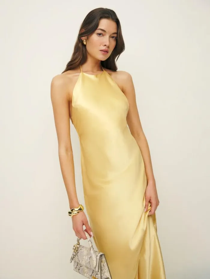 ClothingWeddings The Reformation Jeany Silk Dress Sunshine