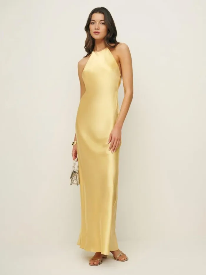 ClothingWeddings The Reformation Jeany Silk Dress Sunshine