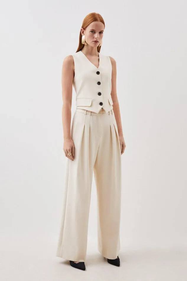 CoOrds Women Karen Millen Compact Stretch Tailored Set Cream