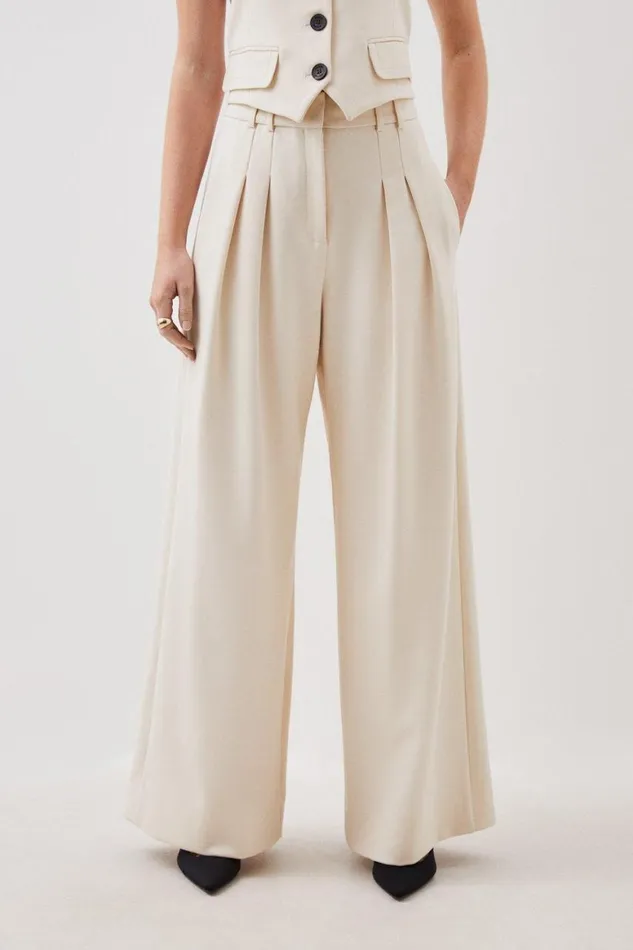 CoOrds Women Karen Millen Compact Stretch Tailored Set Cream