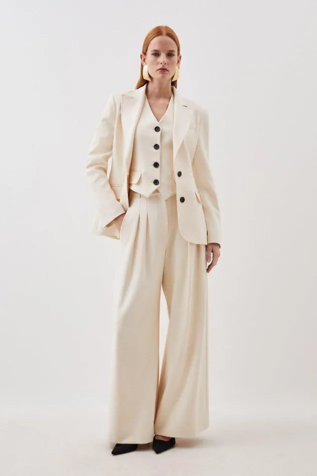 CoOrds Women Karen Millen Compact Stretch Tailored Set Cream