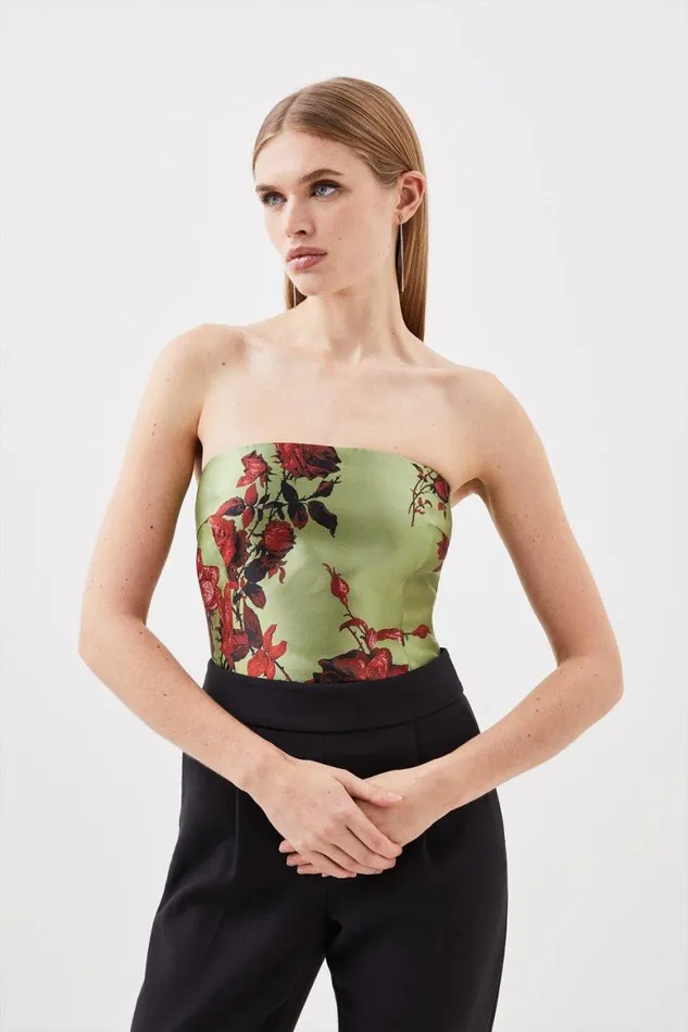 CoOrds Women Karen Millen Floral Jacquard Set Green