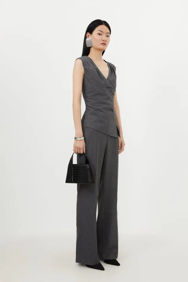 CoOrds Women Karen Millen Grey Marl Woven Wool Mix Set Grey Marl