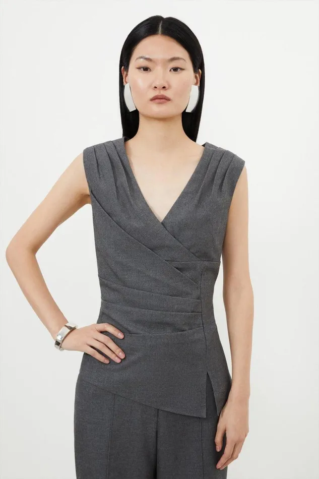 CoOrds Women Karen Millen Grey Marl Woven Wool Mix Set Grey Marl