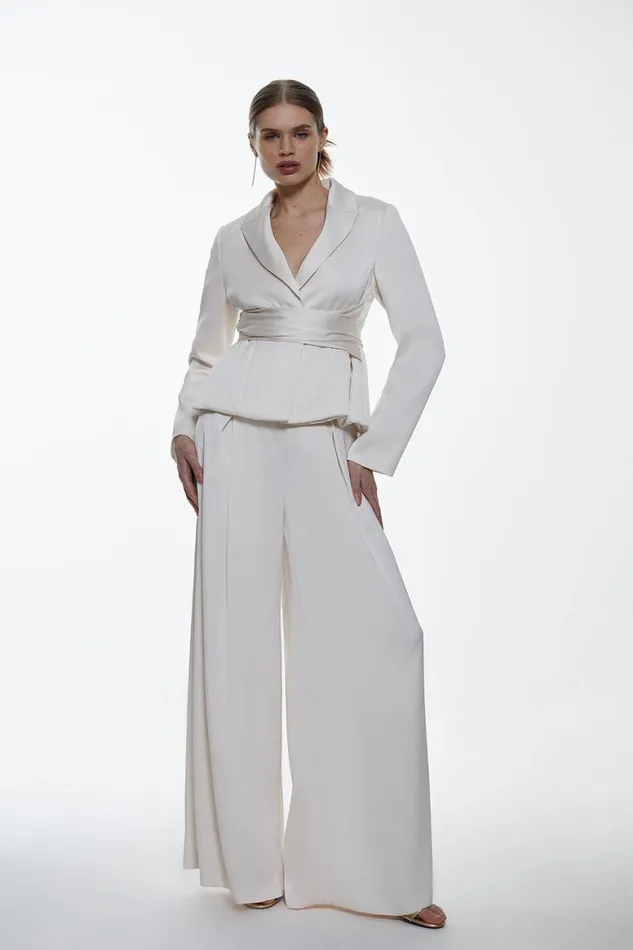 CoOrds Women Karen Millen Tailored Crepe Drape Detail Set Navy
