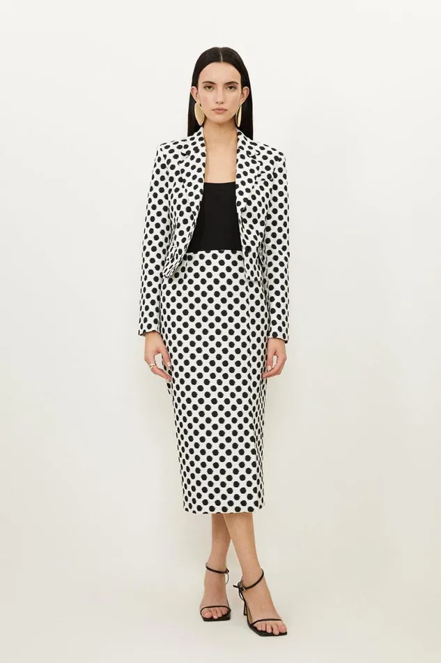 CoOrds Women Karen Millen Tailored Jacquard Spot Single Breasted Jacket Mono