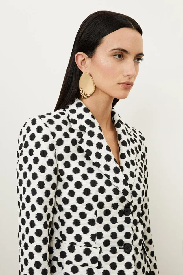 CoOrds Women Karen Millen Tailored Jacquard Spot Single Breasted Jacket Mono
