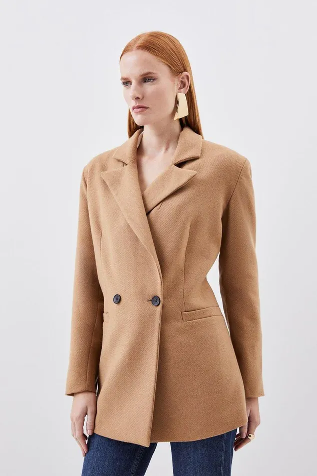 CoOrds Women Karen Millen Tailored Wool Blend Double Breasted Blazer and Trouser Set Camel CoOrds Women Karen Millen Tailored Wool Blend Double Breasted Blazer and Trouser Set Camel