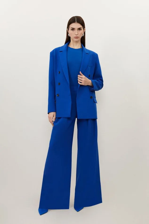Coats and Jackets Women Karen Millen Clean Tailored Double Breasted Blazer Cobalt