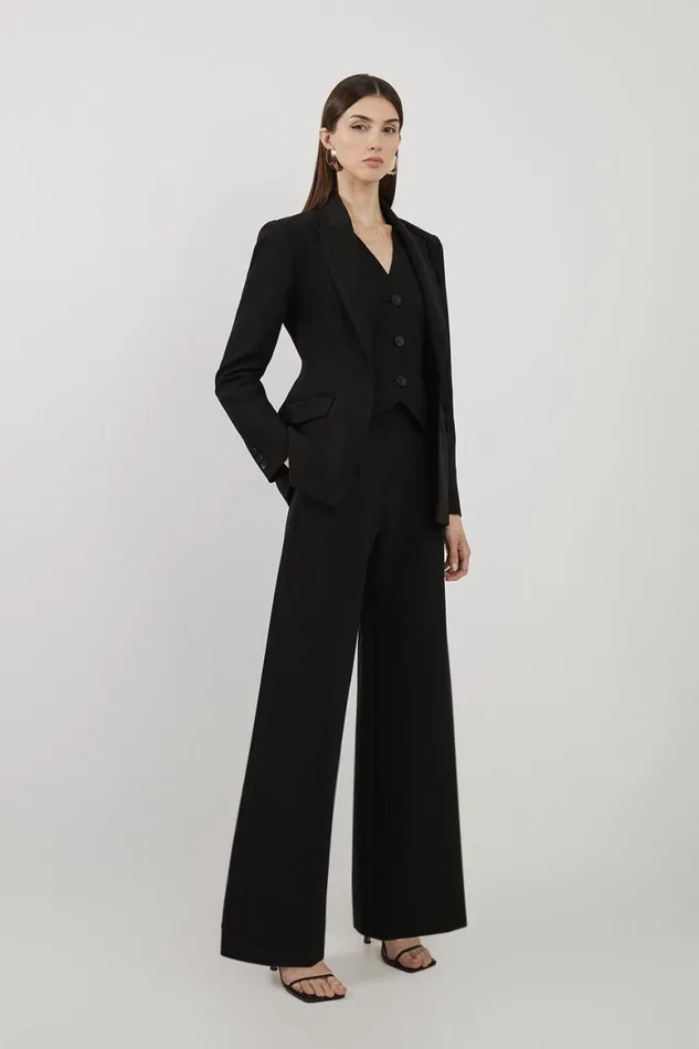 Coats and Jackets Women Karen Millen Clean Tailored Grosgrain Tipped Single Breasted Blazer Black