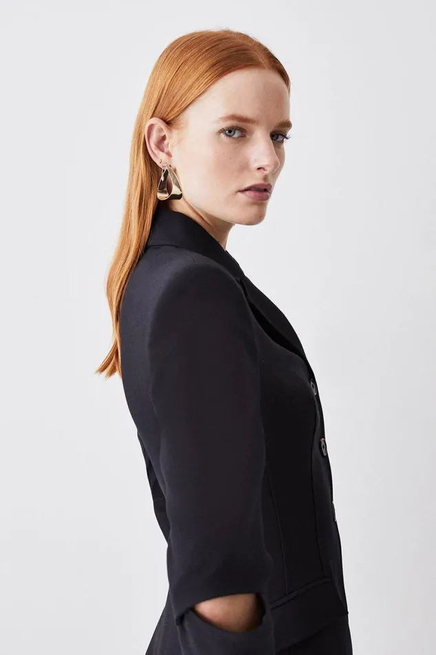 Coats and Jackets Women Karen Millen Clean Tailored Split Elbow Detail Blazer Black