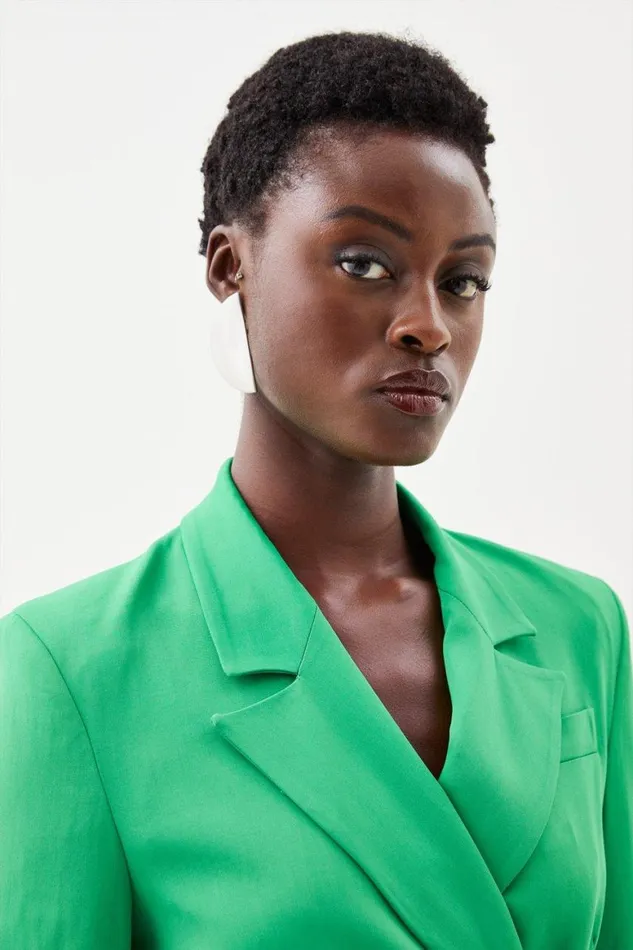 Coats and Jackets Women Karen Millen Drape Detail Belted Soft Blazer Bright Green