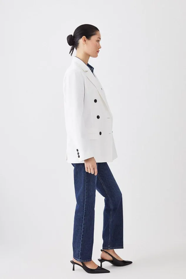 Coats and Jackets Women Karen Millen Sharp Shoulder Double Breasted Blazer Ivory Coats and Jackets Women Karen Millen Sharp Shoulder Double Breasted Blazer Ivory