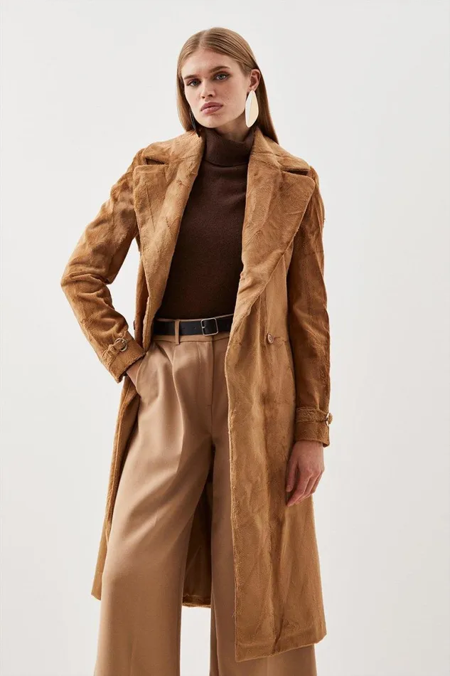 Coats and Jackets Women Karen Millen Signature Ponyskin Belted Midi Coat Camel Coats and Jackets Women Karen Millen Signature Ponyskin Belted Midi Coat Camel