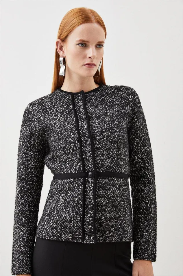 Coats and Jackets Women Karen Millen Tweed Knit Jacket Mono