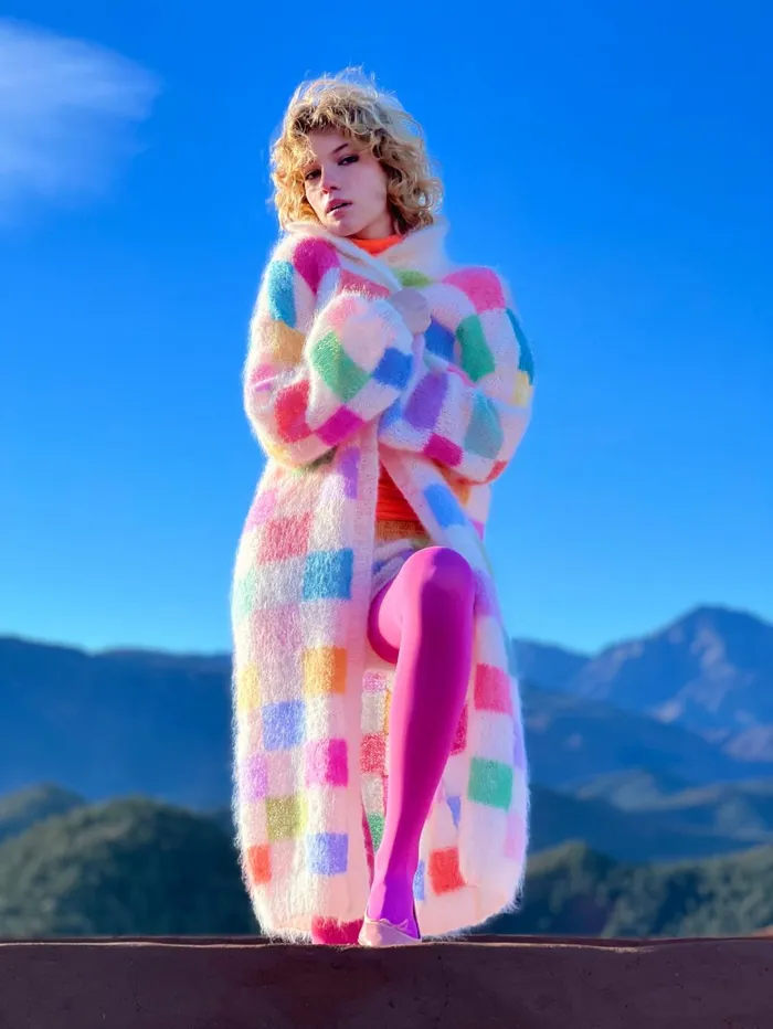 Coats Women Rose Carmine COAT PIXELS ECRU