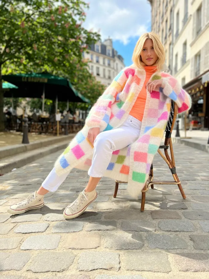 Coats Women Rose Carmine COAT PIXELS ECRU