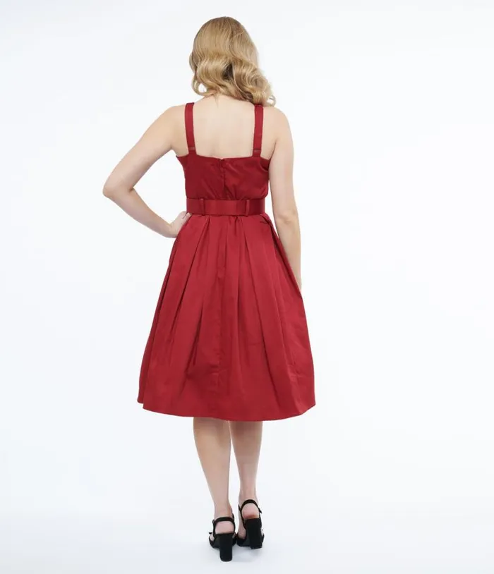 Collectif 1950s Red Dorothy Swing Dress Dresses Unique Vintage Swing