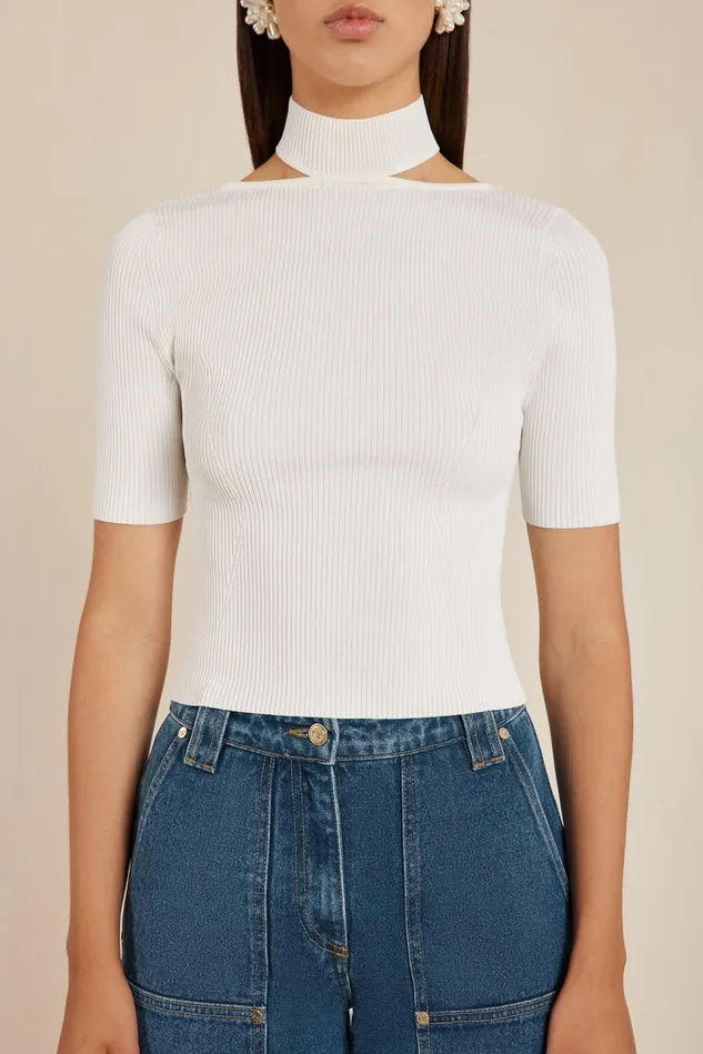 Cult Gaia Brianna Knit Top Off White Women Knits