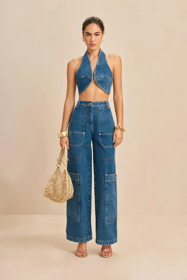 Cult Gaia Wynn Pant Indigo Women Bottoms