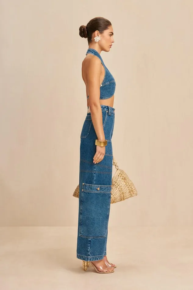 Cult Gaia Wynn Pant Indigo Women Bottoms Cult Gaia Wynn Pant Indigo Women Bottoms